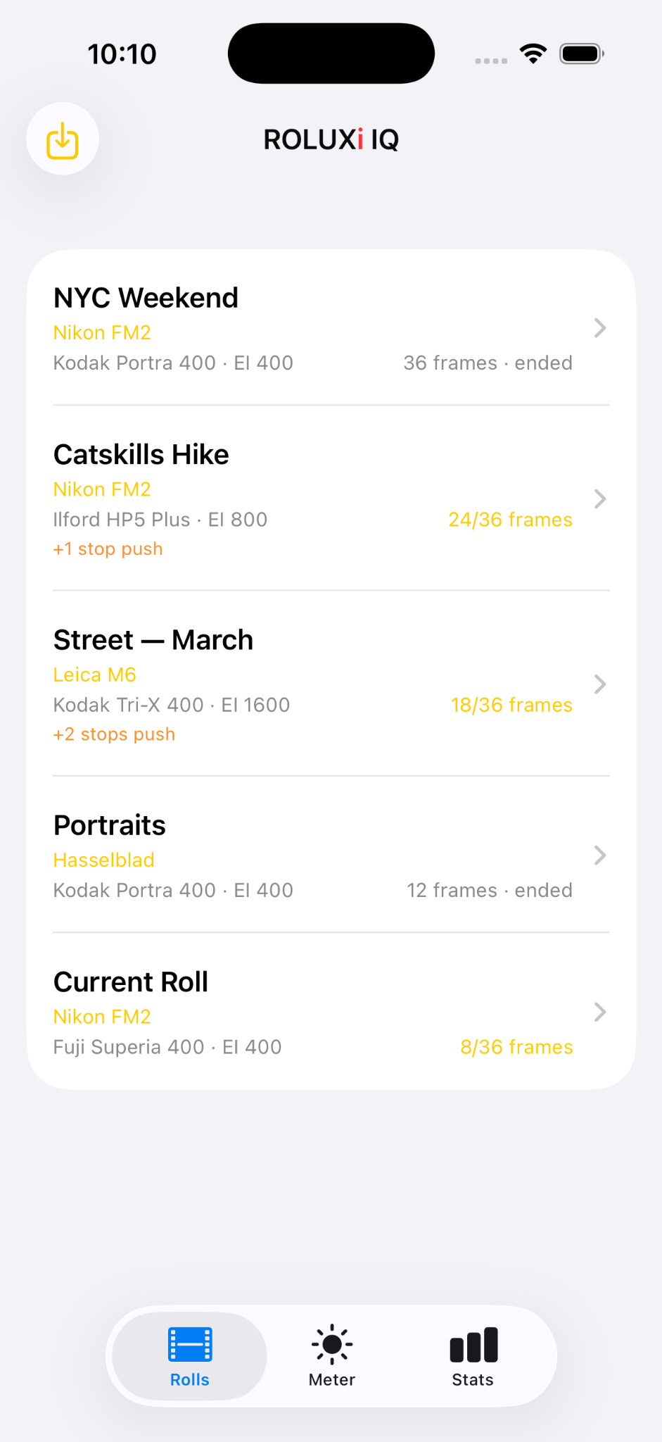 ROLUXi IQ roll list